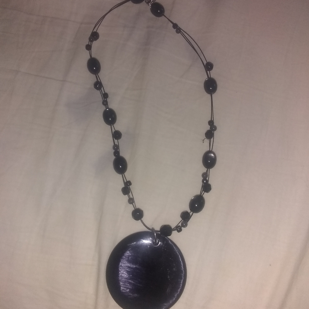 Black Beaded with black pendent necklace